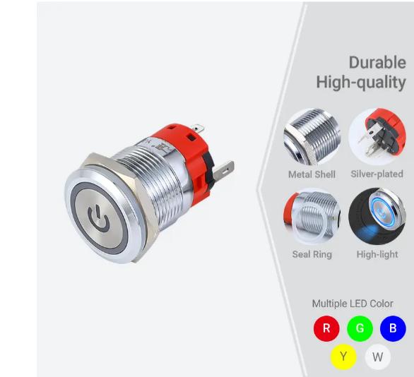 مفتاح زر ضغط 19 ملم 3a